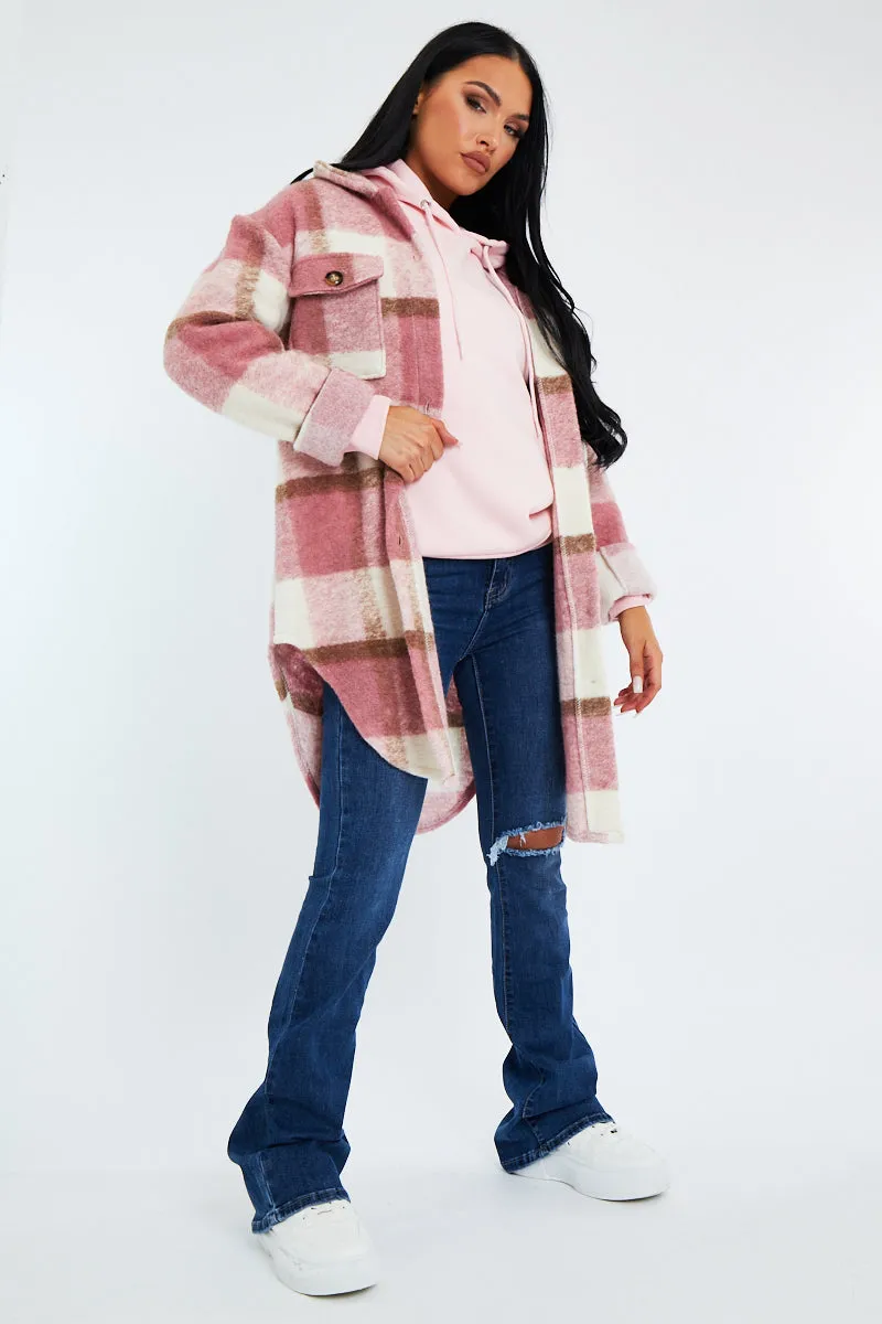 Pink Checked Pocket Front Shacket - Dalani sold by Rebellious Fashion product image thumbnail 4