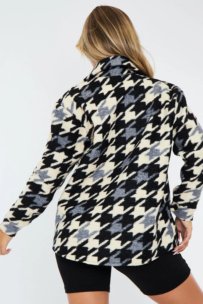 Black Houndstooth Pocket Front Shacket - Reem sold by Rebellious Fashion product image thumbnail 5