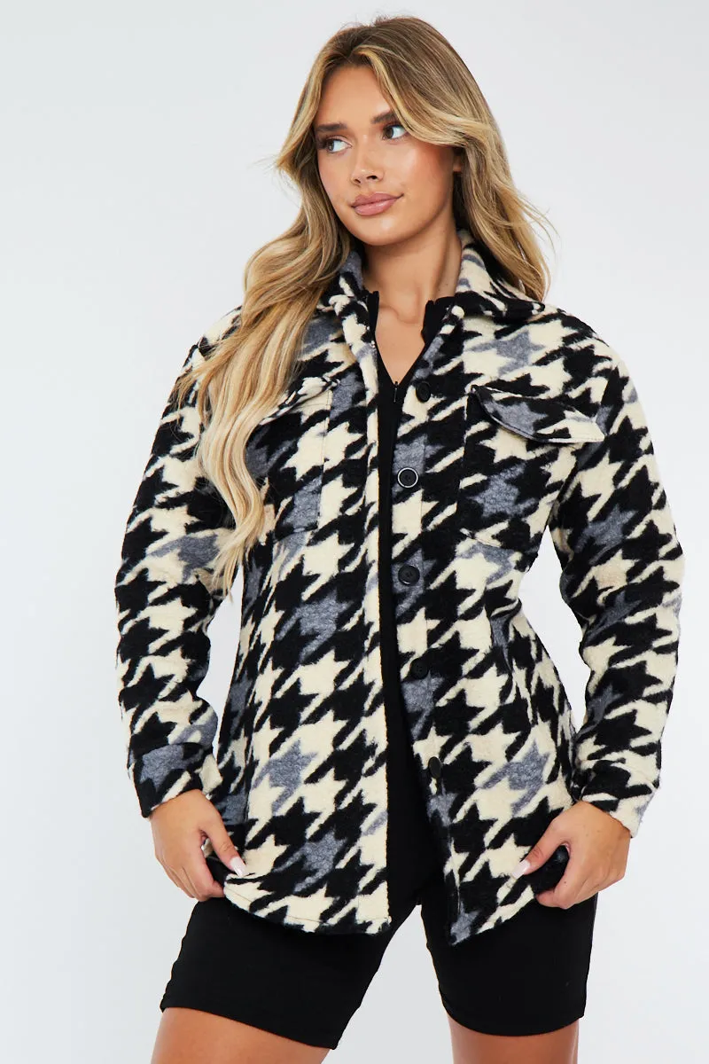 Black Houndstooth Pocket Front Shacket - Reem sold by Rebellious Fashion product image thumbnail 4
