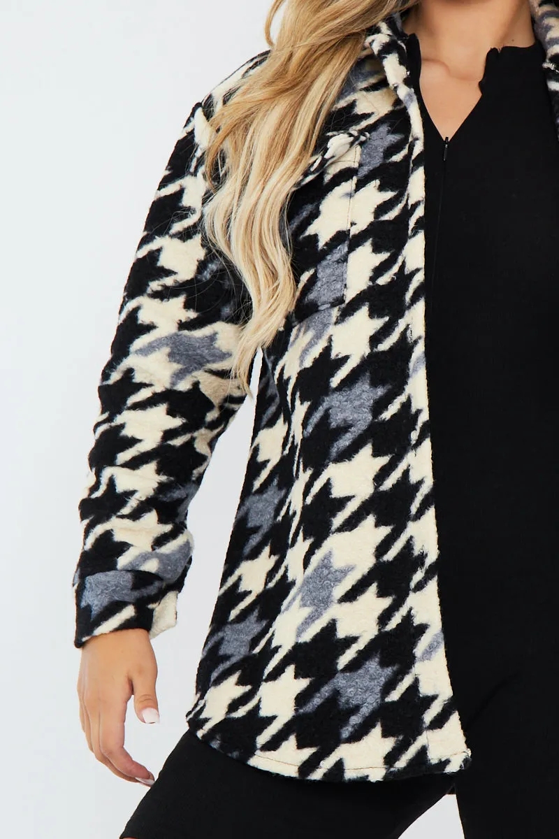 Black Houndstooth Pocket Front Shacket - Reem sold by Rebellious Fashion product image thumbnail 3