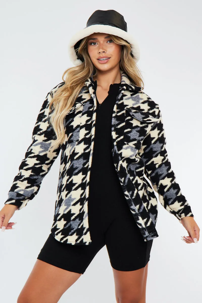 Black Houndstooth Pocket Front Shacket - Reem sold by Rebellious Fashion product image thumbnail 2
