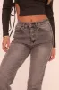 Grey Stretch Mid Waist Straight Leg Denim Jeans - Lorella sold by Rebellious Fashion