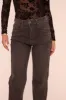 Dark Grey Stretch Mid Waist Straight Leg Denim Jeans - Lorella sold by Rebellious Fashion