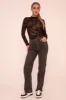 Dark Grey Stretch Mid Waist Straight Leg Denim Jeans - Lorella sold by Rebellious Fashion