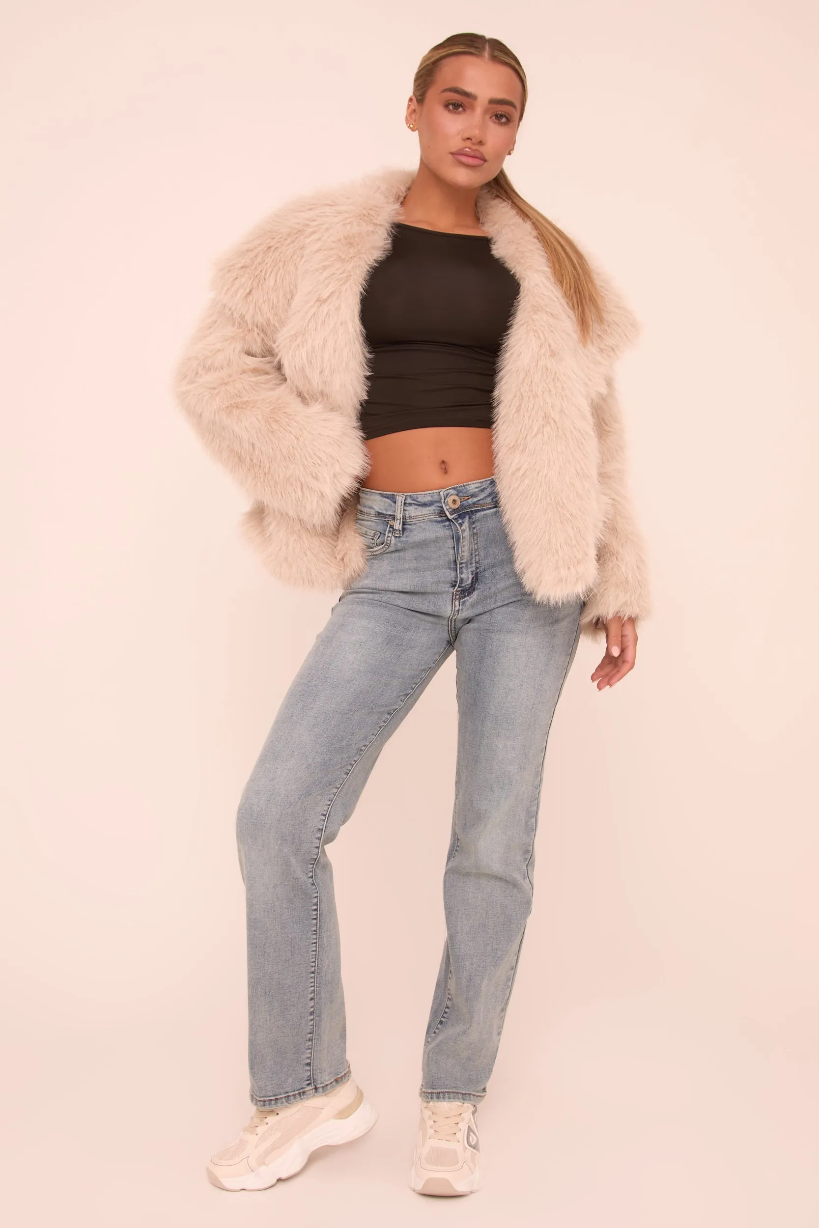 Light Blue Washed Stretch Mid Waist Straight Leg Denim Jeans - Maddison sold by Rebellious Fashion product image thumbnail 4