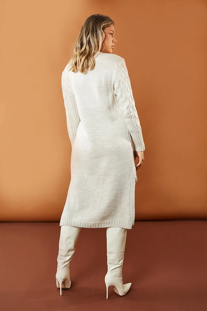 Beige Cabled Knit Oversized Midi Dress - Susan sold by Rebellious Fashion product image thumbnail 2