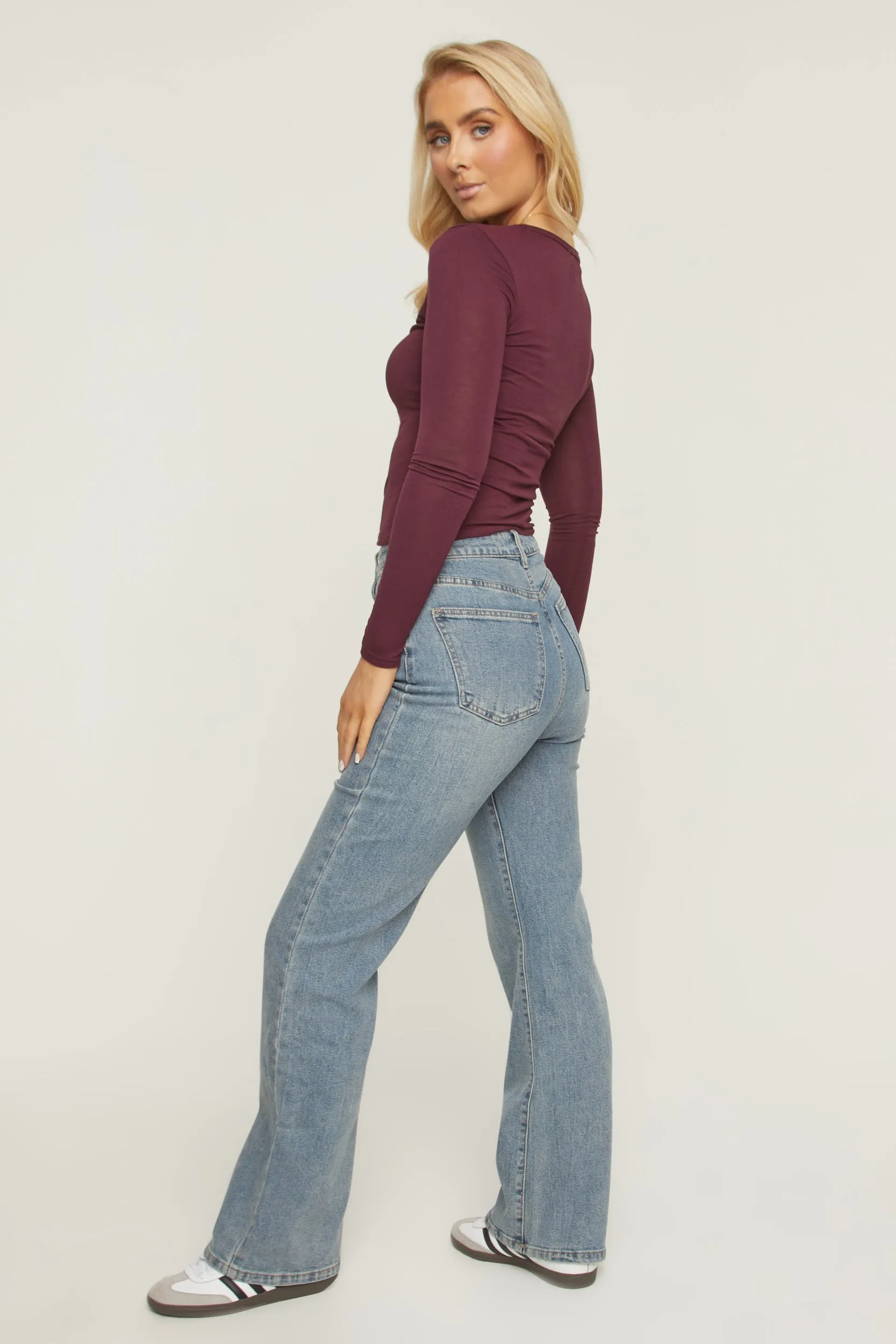 Acid Blue Washed Stretch Straight Leg Jeans - Scarlett sold by Rebellious Fashion product image thumbnail 5
