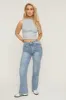 Mid Blue Washed Stretch Straight Leg Jeans - Scarlett sold by Rebellious Fashion