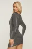 Black Metallic Lurex Cowl Neck Mini Dress - Riley sold by Rebellious Fashion