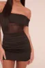 Black Sheer Panel Bardot Mini Dress - Melissa sold by Rebellious Fashion