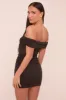 Black Sheer Panel Bardot Mini Dress - Melissa sold by Rebellious Fashion