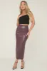 Wine Faux Leather Maxi Pencil Skirt - Miley sold by Rebellious Fashion
