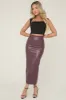 Wine Faux Leather Maxi Pencil Skirt - Miley sold by Rebellious Fashion