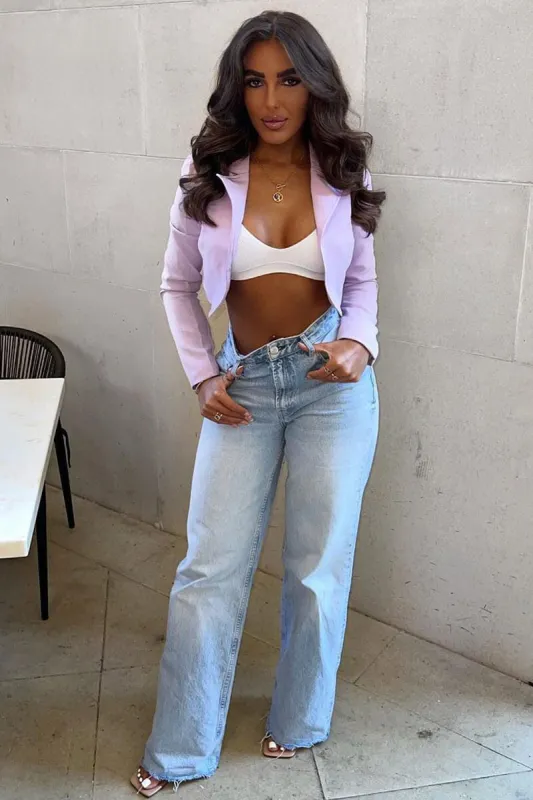 Lilac Cropped Tailored Blazer - Ira sold by Rebellious Fashion