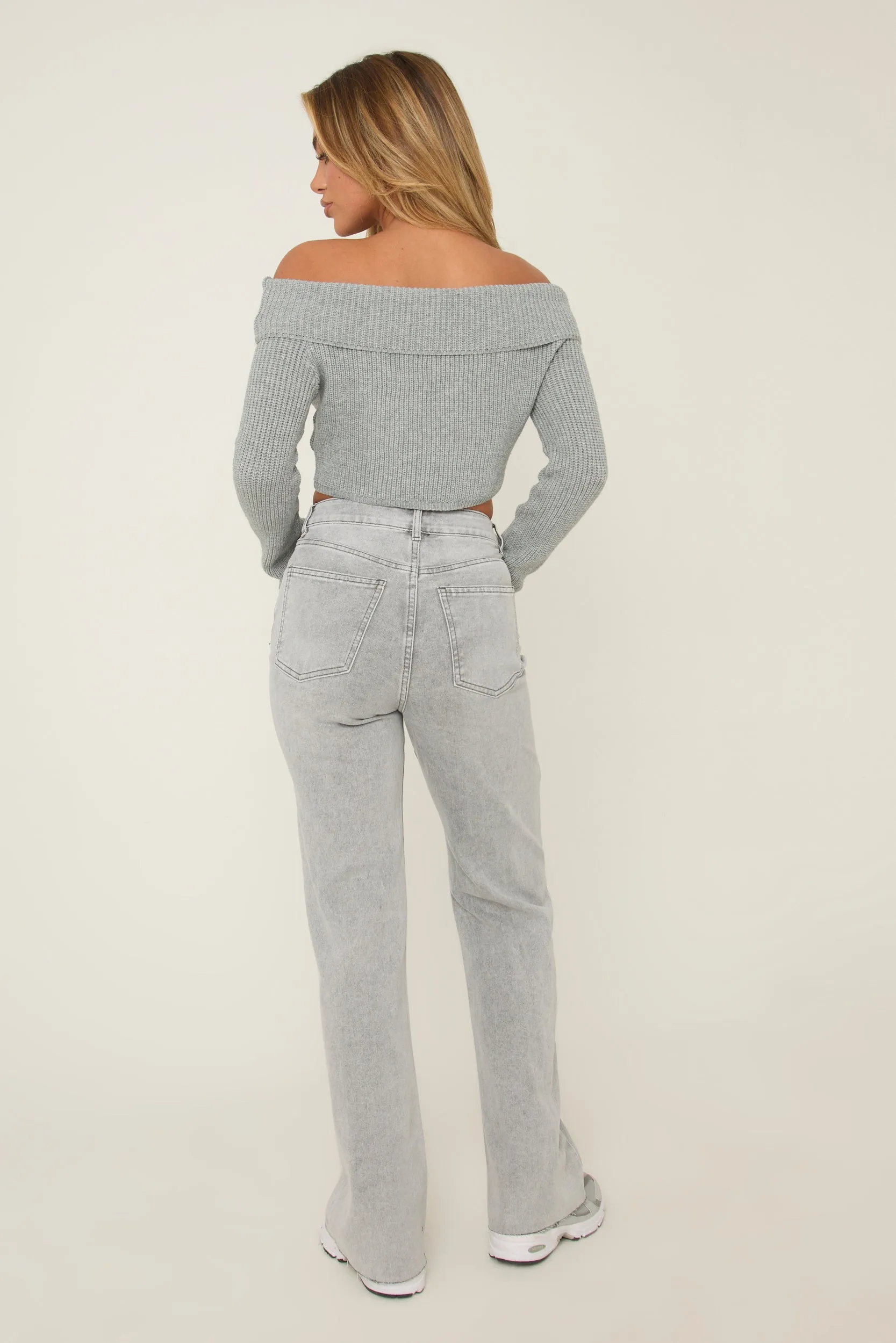 Light Grey Stretch Straight Leg Frayed Hem Jeans - Scarlett sold by Rebellious Fashion product image thumbnail 5