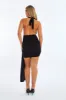 Black Cowl Neck Ruched Mini Dress - Annalise sold by Rebellious Fashion