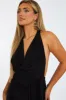 Black Cowl Neck Ruched Mini Dress - Annalise sold by Rebellious Fashion