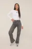 Washed Grey Stretch Straight Leg Frayed Hem Jeans - Scarlett sold by Rebellious Fashion