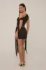 Black Tie Detail Off Shoulder Mesh Top Mini Skirt Set - Rubina sold by Rebellious Fashion