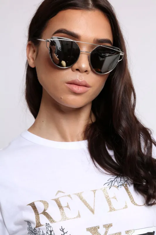 Silver Metal Frame Aviator Sunglasses - Nell sold by Rebellious Fashion