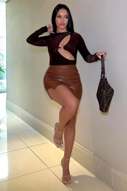 Chocolate Ring Detail Bodysuit - Essie sold by Rebellious Fashion