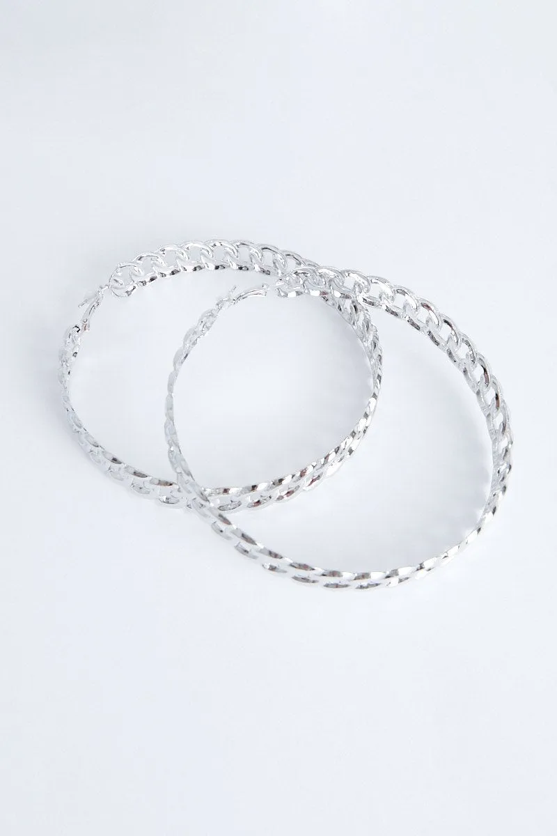 Large Chain Silver Hoop Earrings - Adaleah sold by Rebellious Fashion product image thumbnail 2