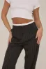 Black Contrast Stripe Wide Leg High Waisted Trousers - Leilani sold by Rebellious Fashion