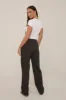 Black Contrast Stripe Wide Leg High Waisted Trousers - Leilani sold by Rebellious Fashion