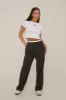 Black Contrast Stripe Wide Leg High Waisted Trousers - Leilani sold by Rebellious Fashion