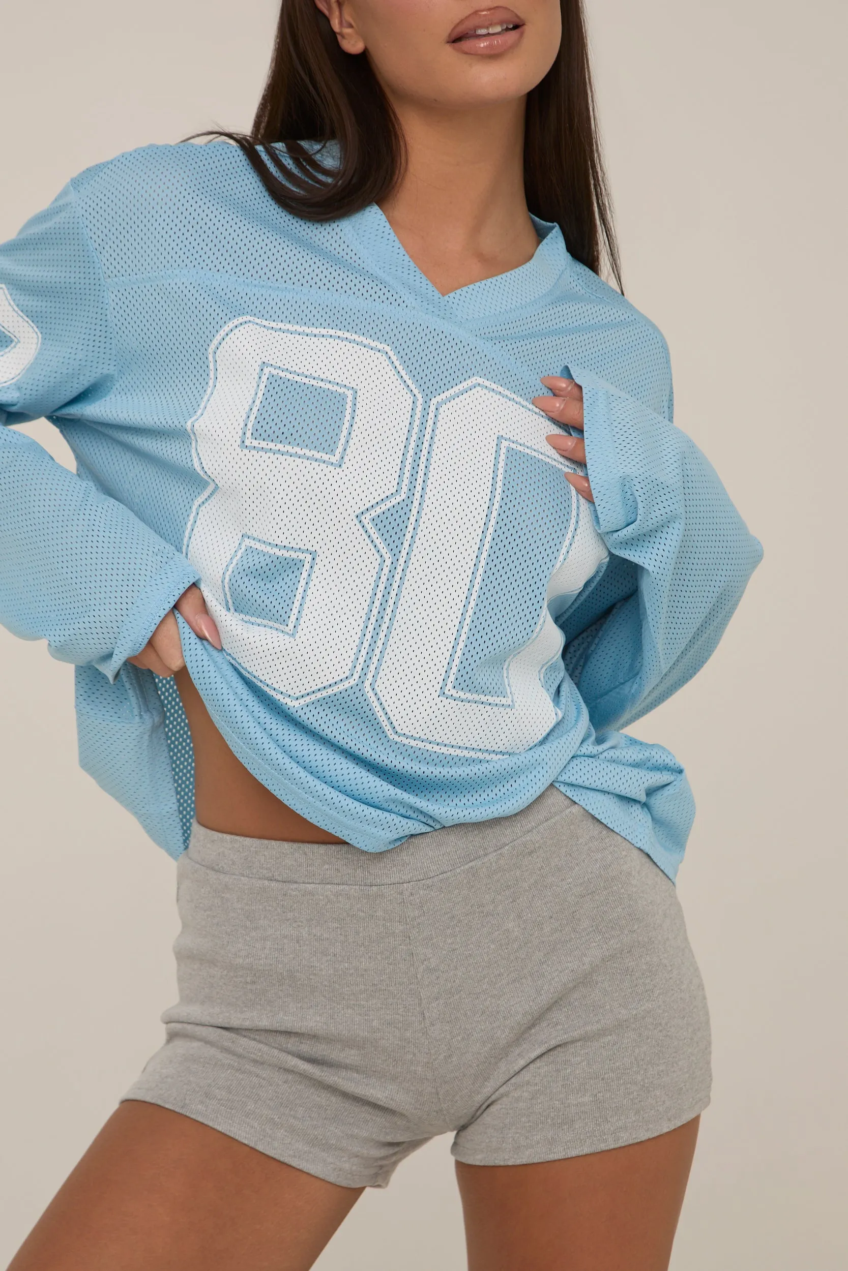 Blue Varsity Sport Jersey T-shirt - Farrah sold by Rebellious Fashion product image thumbnail 4