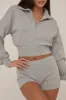 Grey Zip Front Lounge Short Co-ord Set - Aurora sold by Rebellious Fashion