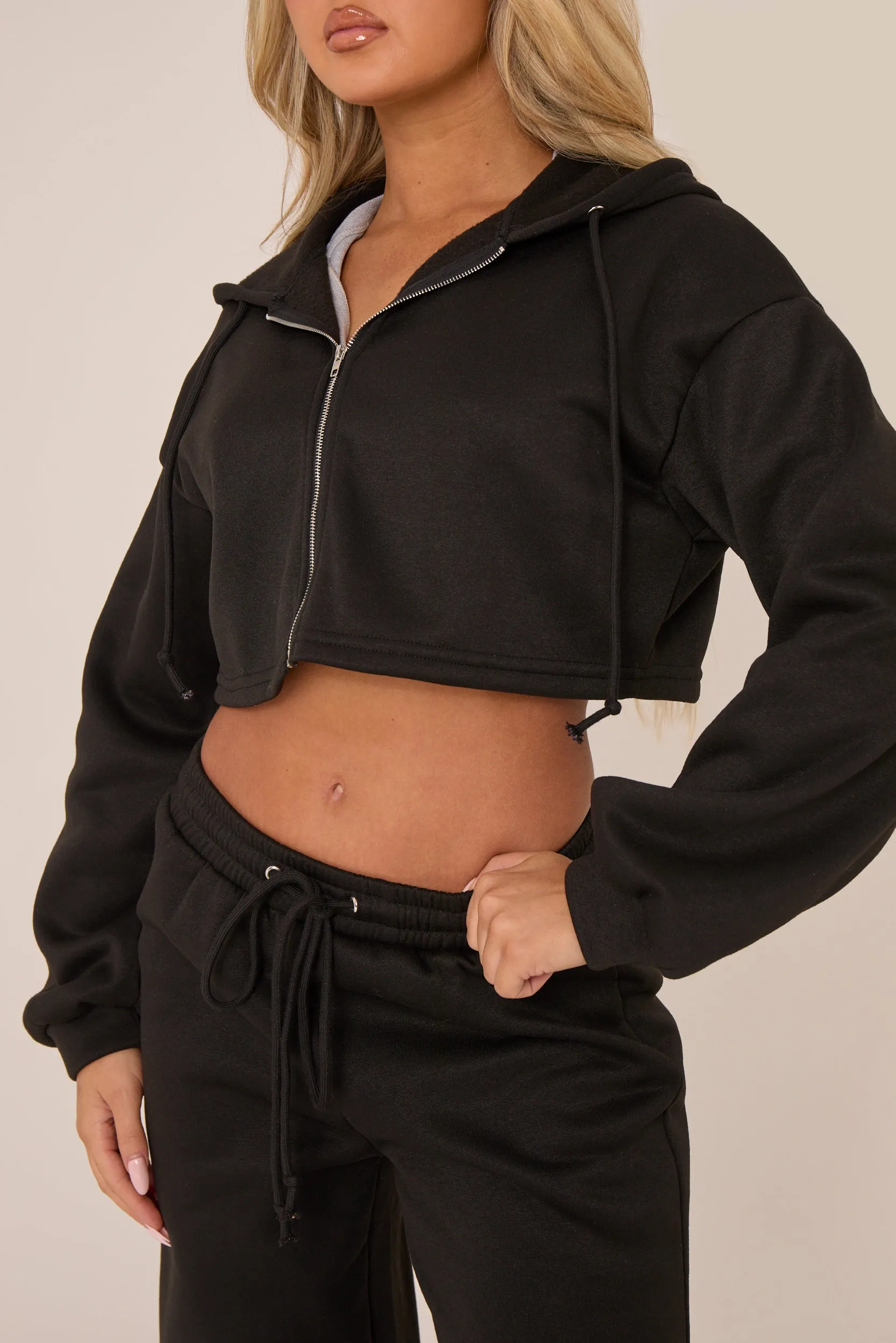 Black Oversized Zip Front Hoodie Lounge Set - Ellery sold by Rebellious Fashion product image thumbnail 2
