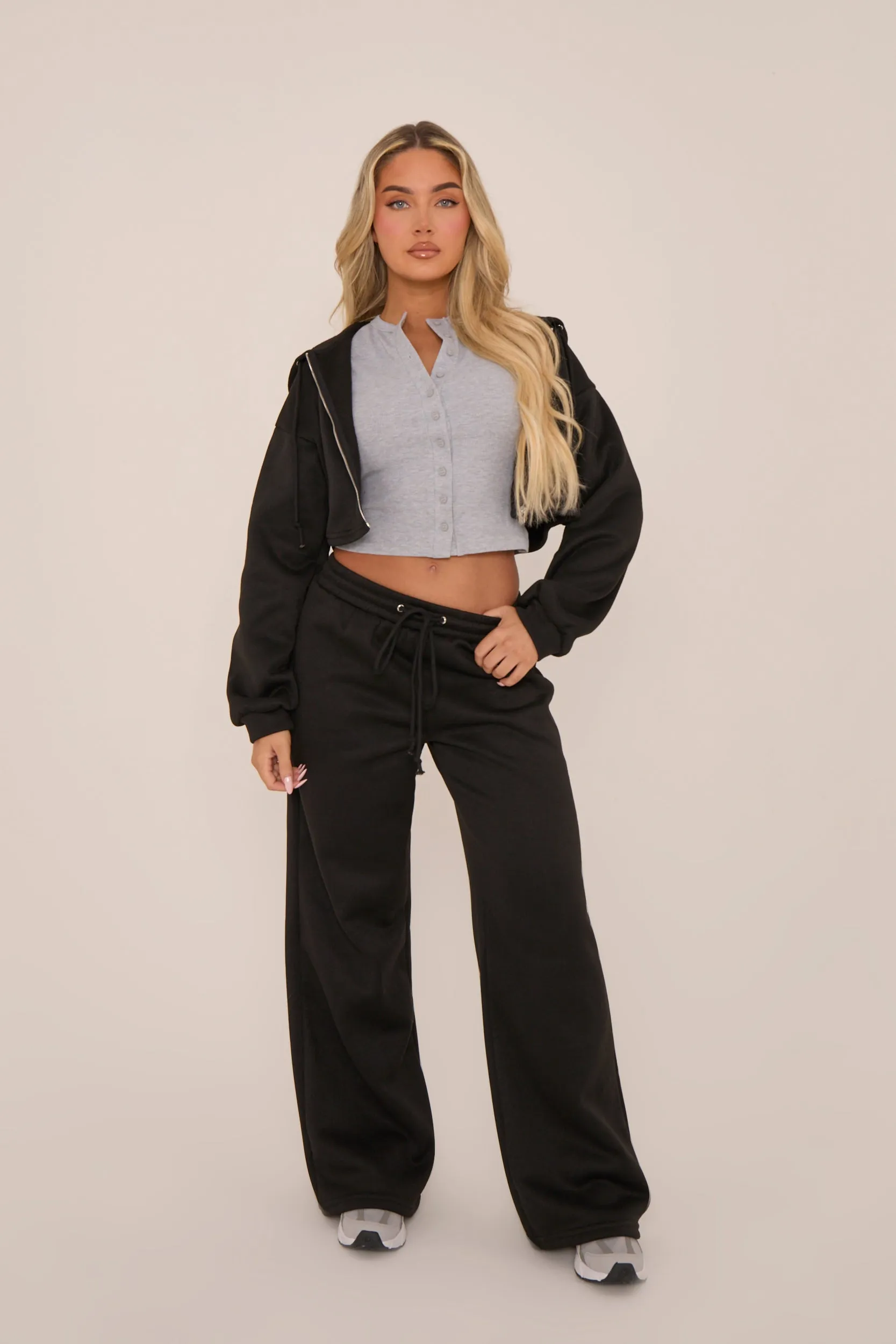 Black Oversized Zip Front Hoodie Lounge Set - Ellery sold by Rebellious Fashion product image thumbnail 3