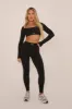 Black Rib Knit Long sleeves Cropped Top & Leggings Co-ord Set - Fia sold by Rebellious Fashion