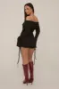 Black Rib Knitted Ruched Side Mini Dress - Xenia sold by Rebellious Fashion