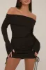 Black Rib Knitted Ruched Side Mini Dress - Xenia sold by Rebellious Fashion