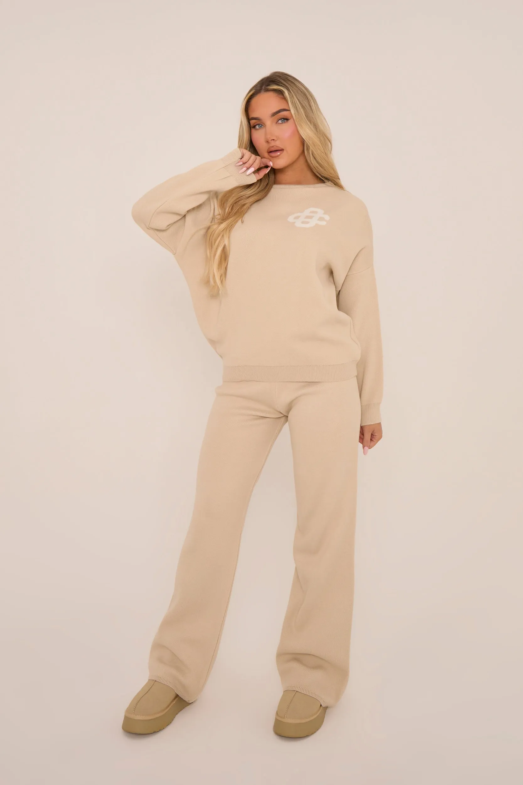 Beige High Waist Wide Leg Joggers - Larisa sold by Rebellious Fashion product image thumbnail 2