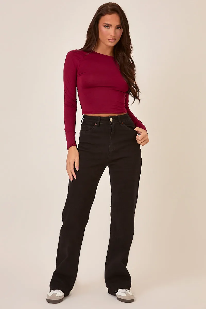 Black Stretch Frayed Hem Straight Leg Jeans - Scarlett sold by Rebellious Fashion