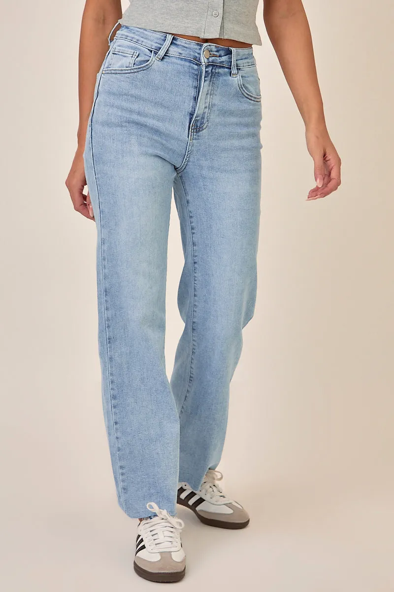 Petite Light Blue Stretch Straight Leg Jeans - Scarlett sold by Rebellious Fashion product image thumbnail 3