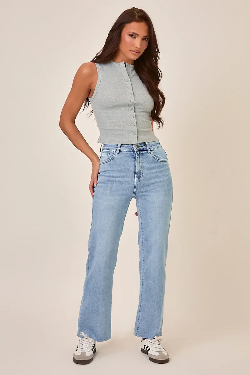 Petite Light Blue Stretch Straight Leg Jeans - Scarlett sold by Rebellious Fashion