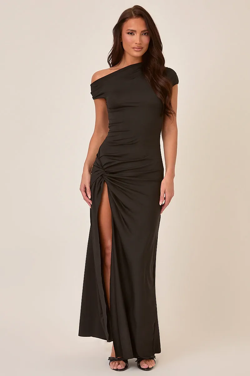Black Off Shoulder Maxi Dress - Petra sold by Rebellious Fashion product image thumbnail 3