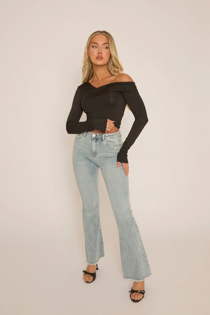 Black Asymmetric Off Shoulder Top - Idalia sold by Rebellious Fashion product image thumbnail 3