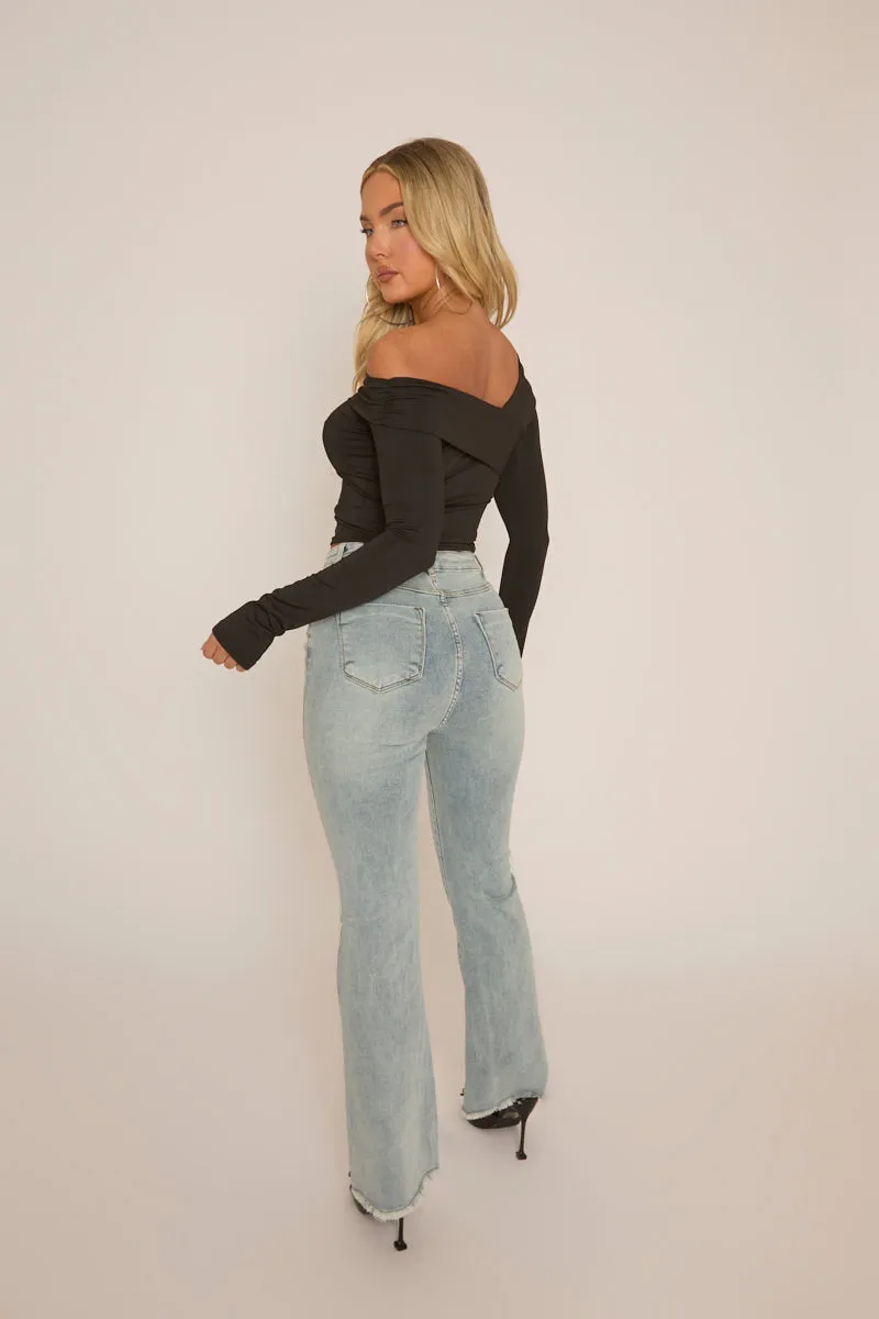 Black Asymmetric Off Shoulder Top - Idalia sold by Rebellious Fashion product image thumbnail 5