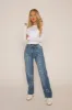 Blue Denim Frayed Cross Jeans - Fenella sold by Rebellious Fashion