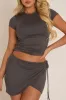 Grey Jersey Wrap Skirt and Tshirt Co-ord Set - Jenna sold by Rebellious Fashion