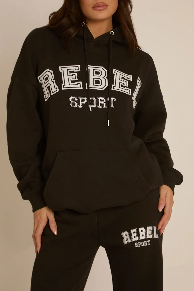 Black Rebel Sport Wide Leg Joggers - Luciana sold by Rebellious Fashion product image thumbnail 3
