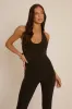 Black Open Back Capri Length Jumpsuit - Wendy sold by Rebellious Fashion