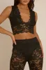 Black Lace Top and Kick flare Trouser Co-Ord Set - Uma sold by Rebellious Fashion
