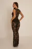 Black Lace Top and Kick flare Trouser Co-Ord Set - Uma sold by Rebellious Fashion