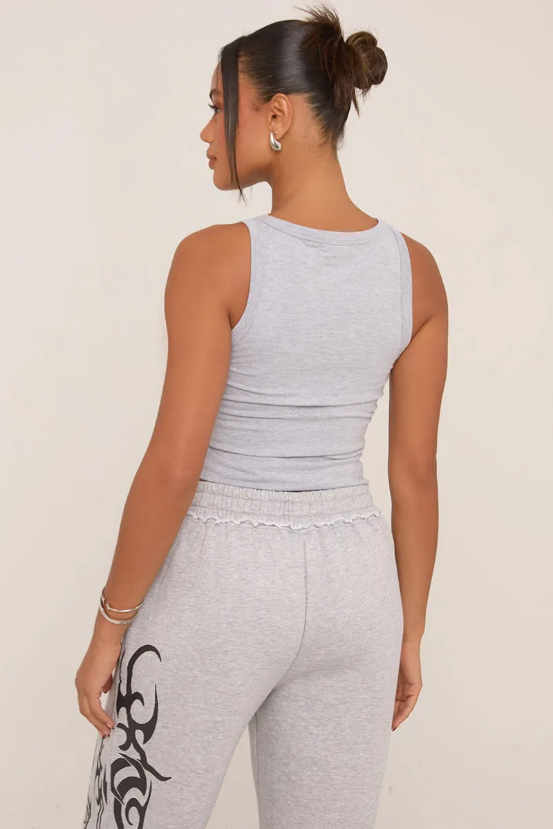 Grey Graphic Printed Racer Vest Top - Chelsea sold by Rebellious Fashion product image thumbnail 3
